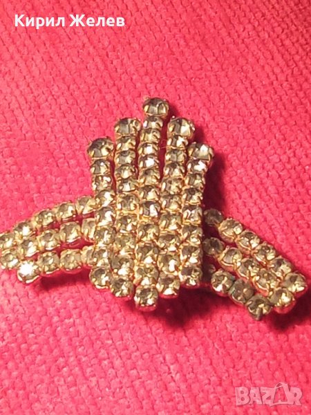 СТАРА ПОЗЛАТЕНА РЕТРО АРТ ДЕКО БРОШКА с ПРЕКРАСНИ БОХЕМСКИ ФАСЕТИРАНИ ЮВЕЛИРНО КРИСТАЛИ 27880, снимка 1
