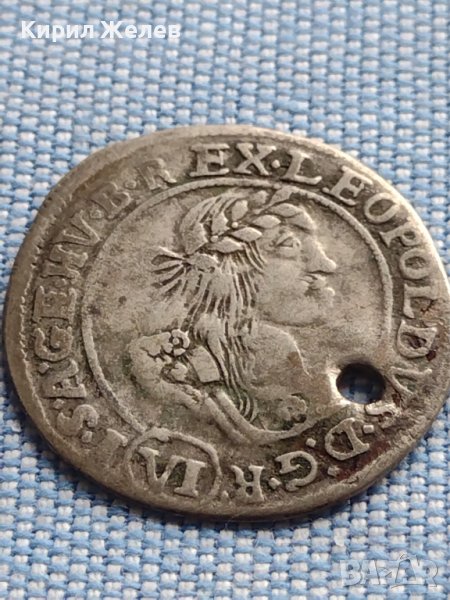 Сребърна монета 6 кройцера 1671г. Леополд първи Кремниц Унгария 13742, снимка 1