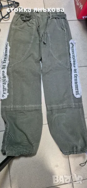 Продавам дамски панталон брезентово зелен, снимка 1