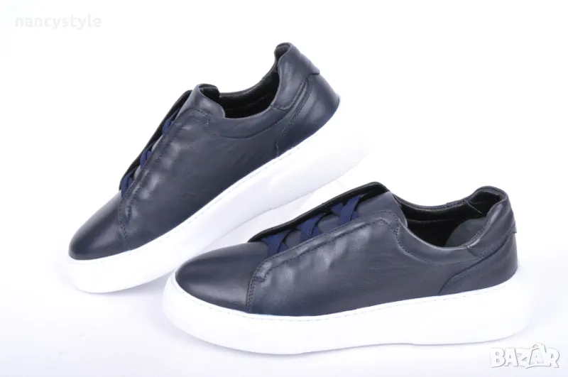 Мъжки кожени обувки без връзки, снимка 1