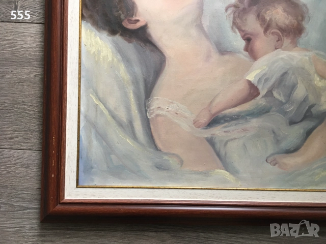 Голяма стара картина масло на платно, снимка 6 - Картини - 52016738