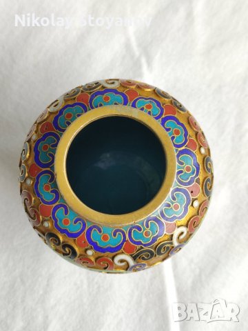 Вазичка с цветен емайл , снимка 5 - Вази - 32893756