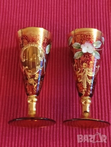 Стар сервиз от цветно стъкло. , снимка 8 - Антикварни и старинни предмети - 43502988