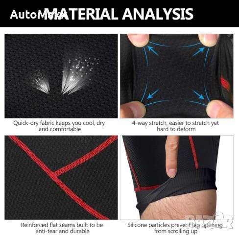 NICEWIN Мъжки 4D Подплатени Велосипедни Шорти 
, снимка 6 - Спортни дрехи, екипи - 50486473