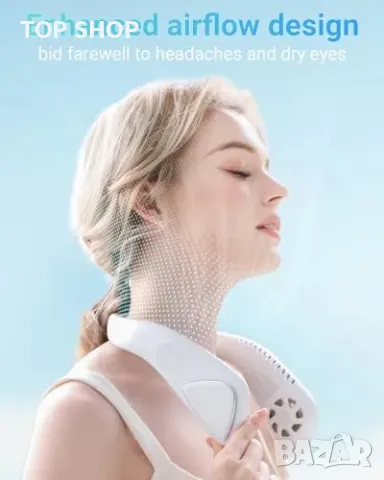 Нов Преносим безшумен вентилатор за врат, USB-C, 6000mAh, 3 скорости, снимка 4 - Друга електроника - 49335278