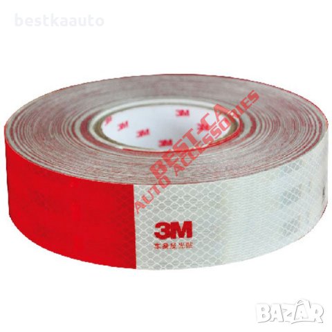 3M премиум светлоотразителна лента, тиксо червено с бяло 45м. х 5см.