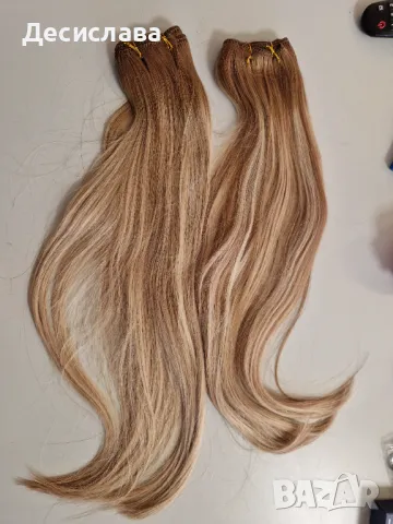 Естествена коса, плътна, плътни крайща, висок клас,  подходяща за трайно поставяне! 