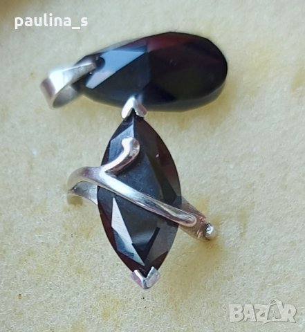 Винтидж / Комплект сребърни бижута с Черен шпинел / проба 925 