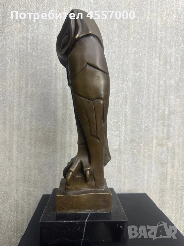 Луксозна бронзова статуетка „Кукумявка“ – Стил Арт Деко (модел на Ф. Помпон), снимка 2 - Антикварни и старинни предмети - 53089384