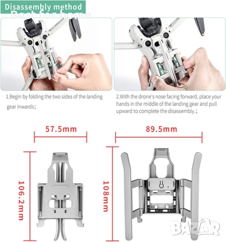 Сгъваем колесник ZLYLVRC с LED светкавица за DJI Mini 4 Pro Drone, снимка 8 - Друга електроника - 51847769
