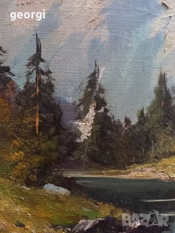 Стара картина пейзаж върху платно, снимка 11 - Картини - 40067799