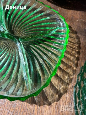 Зелено стъкло, снимка 7 - Чинии - 53601138