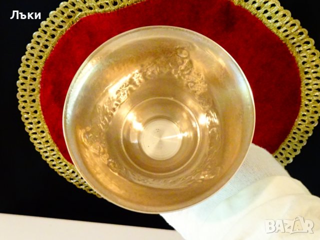 Посребрен бокал,чаша за вино 350 мл.,релеф. , снимка 4 - Антикварни и старинни предмети - 37997272