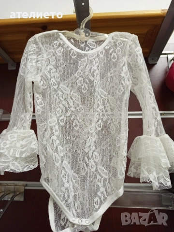 дантелено детско боди цвят екрю ,айвъри