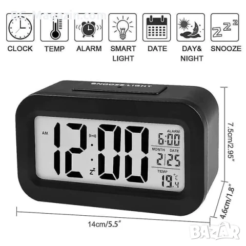 Постоянно светещ дигитален настолен часовник на ток за спалня офис електронен детска стая LED аларма, снимка 3 - Други - 51038332