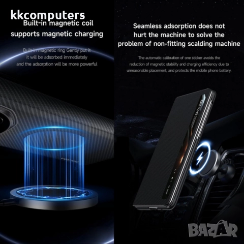 Калъф SULADA Kevlar за Honor Magic V5 – смарт капак с прозорец, кожена текстура и магнитна функция, , снимка 6 - Калъфи, кейсове - 52163176