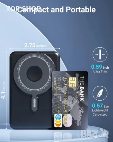 Преносимо зарядно устройство Magsafe 10000mAh, безжична магнитна захранваща банка, снимка 4 - Оригинални зарядни - 48762325