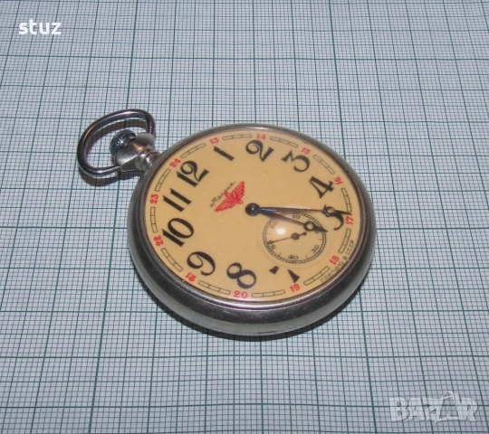 Джобен часовник Молния с локомотив, снимка 3 - Антикварни и старинни предмети - 52939238