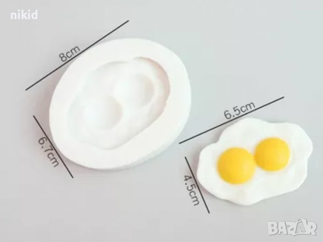Яйца на очи яйце пържени силиконов молд форма фондан шоколад гипс декор, снимка 2 - Форми - 38393746