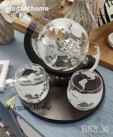 Луксозен комплект декантер с 4 броя чаши  , снимка 1