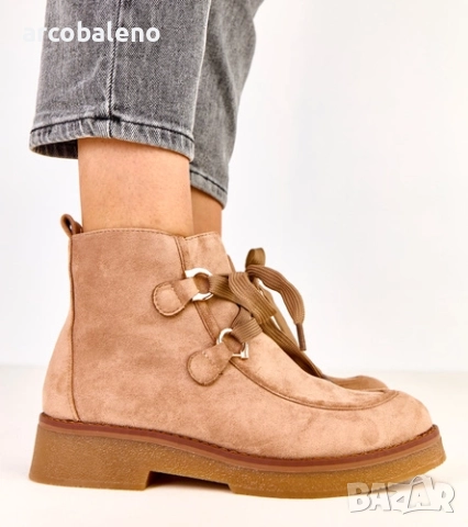 Дамски изолирани боти до глезена с декоративни връзки от Katrins, 2цвята , снимка 4 - Дамски боти - 52024199