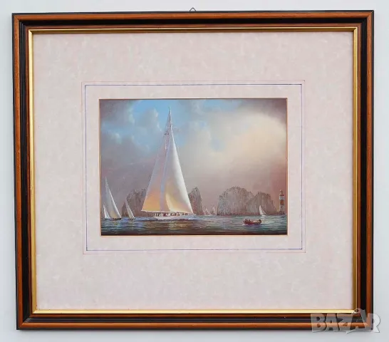 Морски пейзаж с яхти, картина на художника Монтегю Доусън, снимка 2 - Картини - 48802619