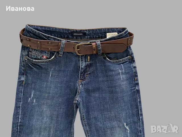 Дънки A.N.G Висок клас деним с кожен колан, снимка 5 - Дънки - 48313304