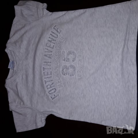 3-4г 104см Блуза Тениска с къс ръкав Материя памук Цвят бяла с надпис Без следи от употреба