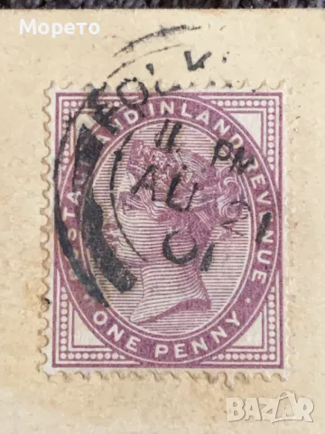 Стогодишна стара картичка от Англия(марка от 1881 г.)-6, снимка 3 - Филателия - 47406716