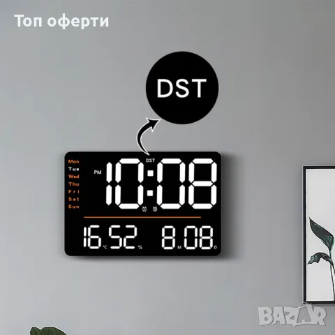 Цифров стенен часовник  Часовник с голям дисплей и цифри X6636, снимка 7 - Друга електроника - 48824486