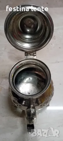 Посребрен месингов чайник, снимка 5 - Антикварни и старинни предмети - 50189333