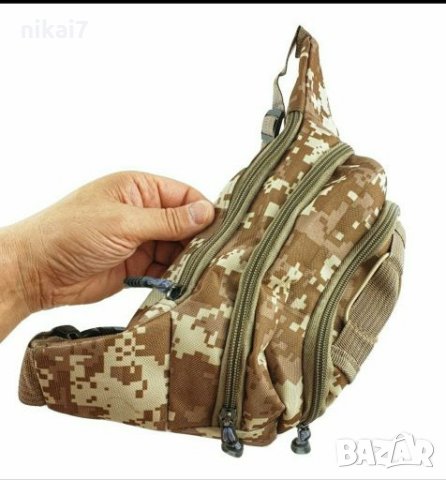 Мъжка чанта камофлажна за кръста с 3 отделения и БГ знаме, снимка 4 - Чанти - 28019409