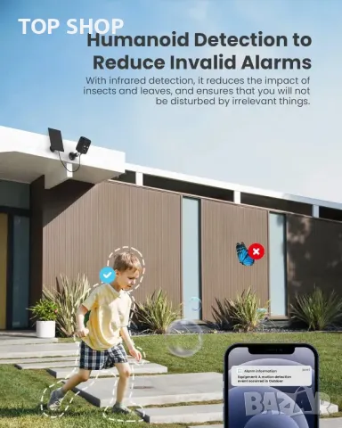 FOAOOD Безжични камери за сигурност на открито със слънчеви панели Камери за домашна сигурност, Дома, снимка 6 - HD камери - 48925486