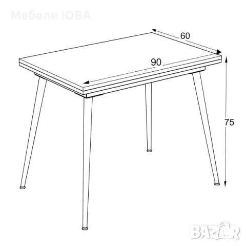 Tрапезна маса 90/60 EU – разтегателна, снимка 6 - Маси - 48116157