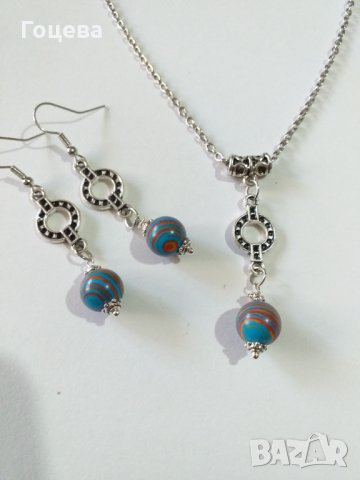 Красив комплект бижута с Малахит , снимка 3 - Бижутерийни комплекти - 33124859