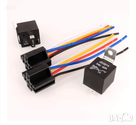 Комплект от 2 автомобилни релета 24V 40A, 5 пина, с букса и проводници, снимка 5 - Аксесоари и консумативи - 53564270