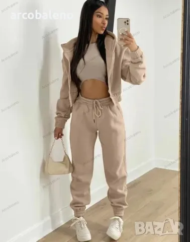 Дамски моден есенно-зимен комплект от три части, 10цвята , снимка 2 - Спортни екипи - 41820355