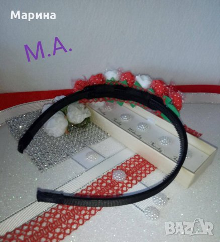 Диадема с цветя (Рози ) цвят червен и бял!, снимка 5 - Други - 28078883