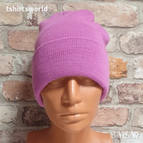 Нова зимна дамска/детска шапка в розов цвят