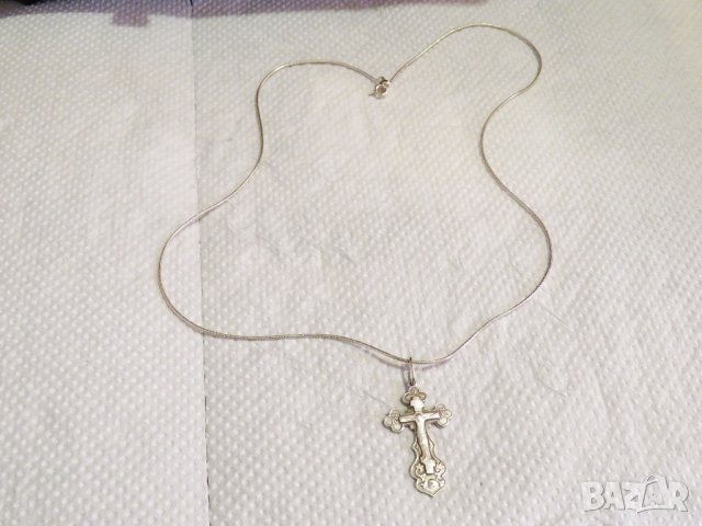 сребърен кръст разпятие православен кръст с Исус Христос и надпис Споси и Сохрани сребро, снимка 7 - Колиета, медальони, синджири - 31569281