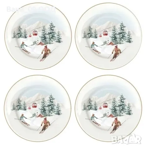 Сет 4 коледни чинии 