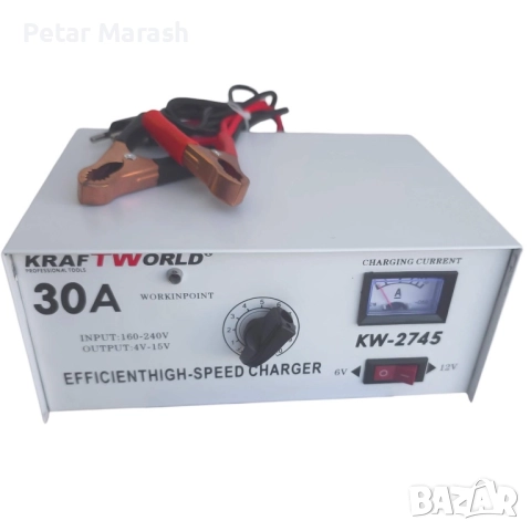Зарядно устройство KraftWorld KW-2745 – 30A, за 6V и 12V акумулатори, снимка 3 - Други инструменти - 51793124
