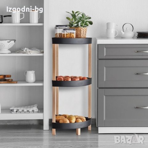 Ъглова етажерка на три етажа от дърво и пластмаса, снимка 3 - Маси - 43930002