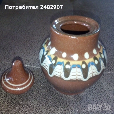 Стара глинена захарница, снимка 2 - Антикварни и старинни предмети - 51581162