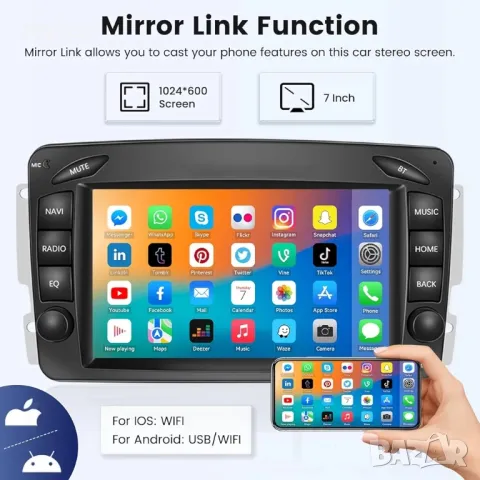Hikity Car Radio Android 13 за Mercedes Benz W168 W203 W209 C209 Viano Vito W639 Vaneo W170, снимка 4 - Аксесоари и консумативи - 48981258