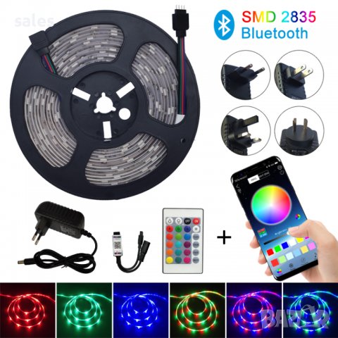 Смарт RGB LED лента за фоново осветление с Bluetooth и Дистанционно, снимка 1 - Други - 36601147