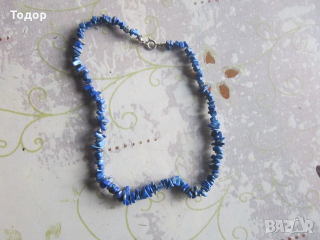 Сребърно колие гердан с естествен лазурит 925 , снимка 5 - Колиета, медальони, синджири - 35104184
