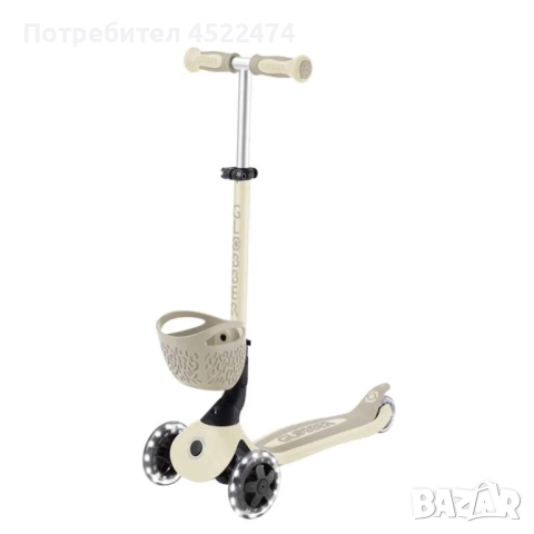 Тротинетка 5 в 1 GLOBBER BABY LEARN 360° FLASH LIGHTS - бежова, снимка 2 - Детски велосипеди, триколки и коли - 51610485