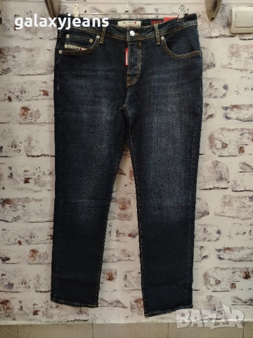 Icon 2- леко стеснени дънки, тъмни, опушени, изчистени, плътен деним с еластан, по-къси, снимка 2 - Дънки - 52212091