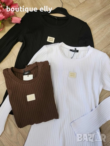 дамска блуза- бяло, черно, кафяво, снимка 3 - Блузи с дълъг ръкав и пуловери - 52583540